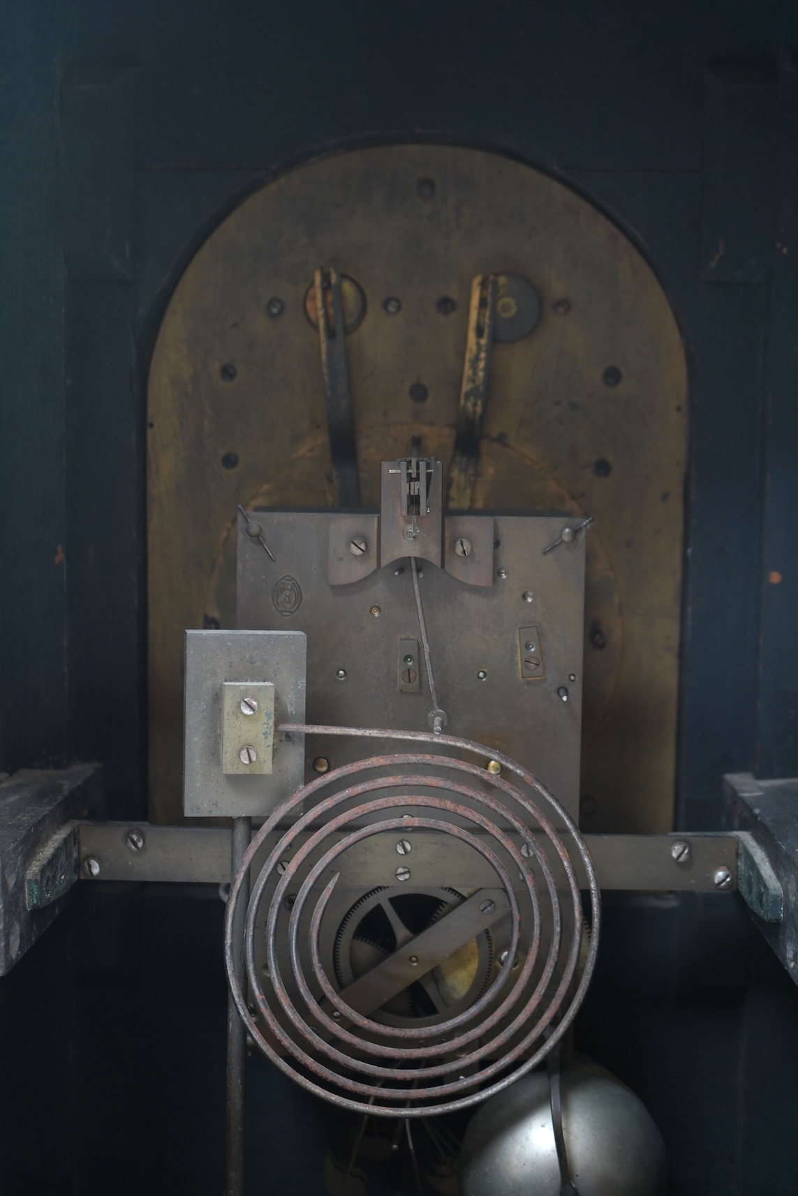 A late 19th century ebonised three train chiming bracket clock
